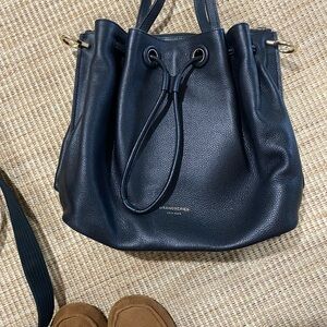 Cole Haan Black Pebbled Leather Drawstring Shoulder Bag